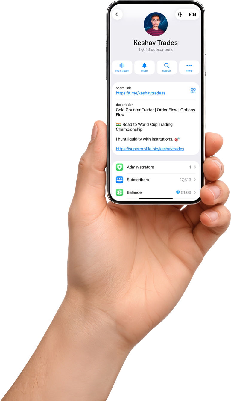 Keshav Trades Telegram on a phone